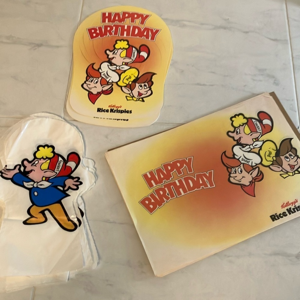 Vintage snap crackle pop kelloggs rice crispies party decoration